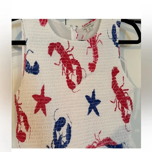 J. Crew White Dress with Red & Blue Lobster Print - Picture 3 of 7
